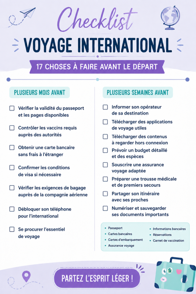 Checklist de voyage pour familles avant le départ