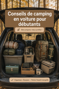 Famille profitant d'un camping en voiture dans la nature