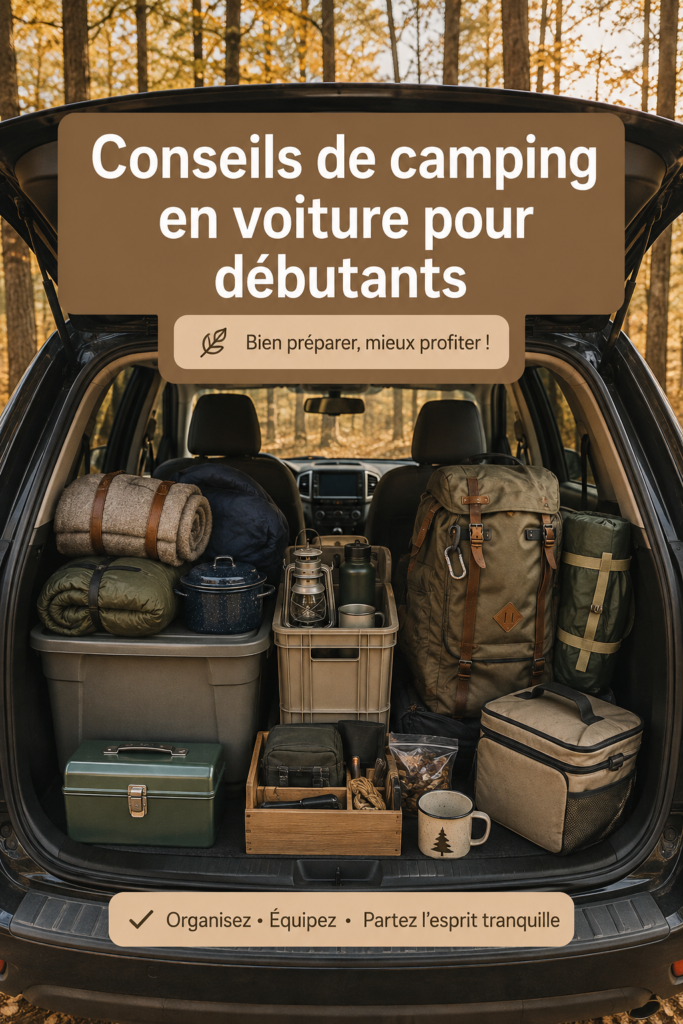 Famille profitant d'un camping en voiture dans la nature