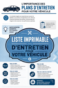 Une femme vérifie le niveau d'huile de sa voiture en suivant une checklist d'entretien auto.