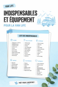 Une famille heureuse devant leur van aménagé en pleine nature