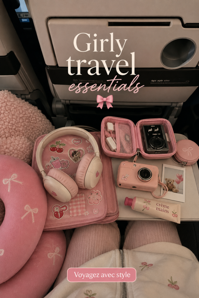 Femme souriante préparant sa valise avec des accessoires de voyage