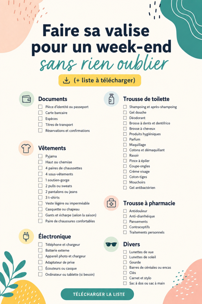 Une valise élégante ouverte, montrant des vêtements pliés parfaitement pour un week-end.