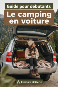 Une famille enchantée au camping en voiture entourée de nature.