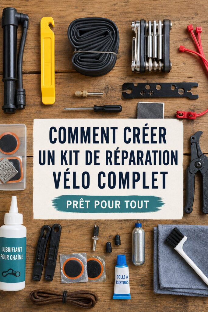 Un kit de réparation de vélo complet, incluant des outils essentiels pour les familles