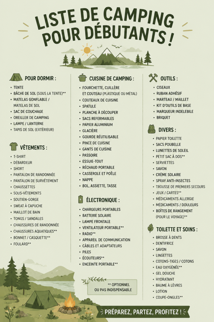 Liste d'indispensables pour un séjour en camping en famille