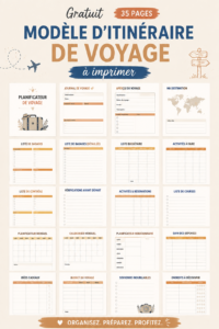 Modèle d'itinéraire de voyage imprimable sur un bureau