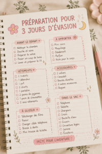 Femme préparant sa valise pour un voyage de 3 jours