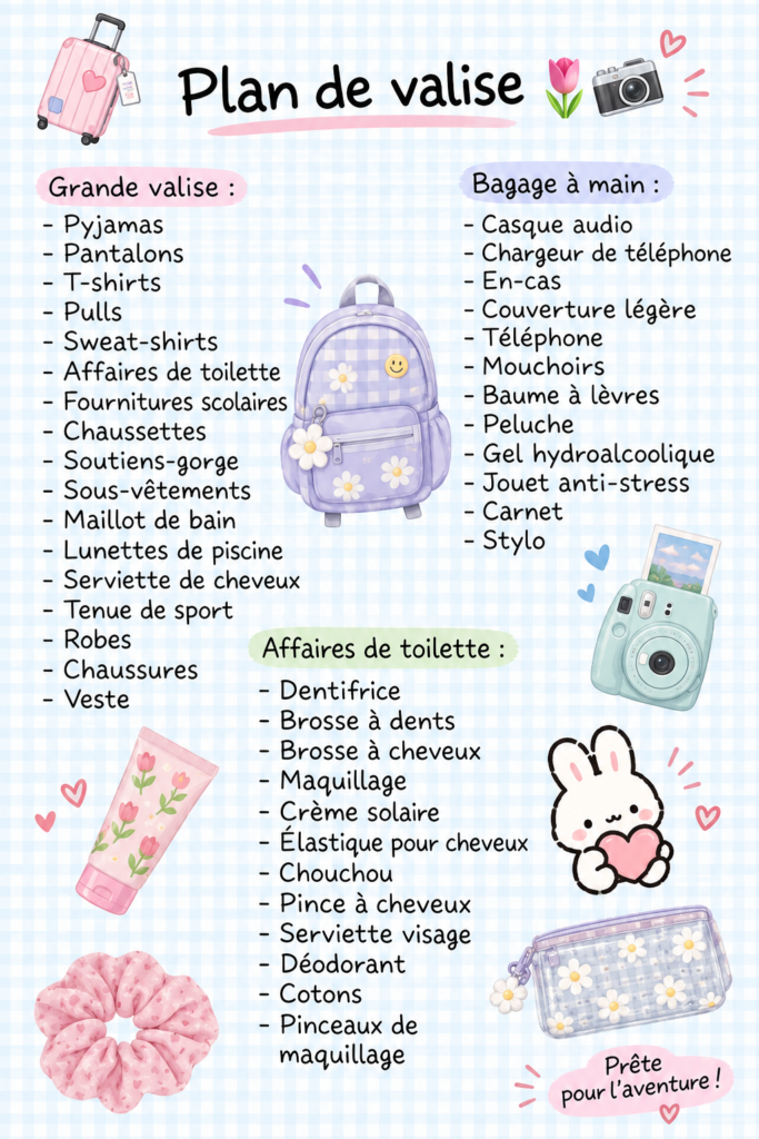 Une maman avec ses enfants prépare des bagages pour un voyage en famille.