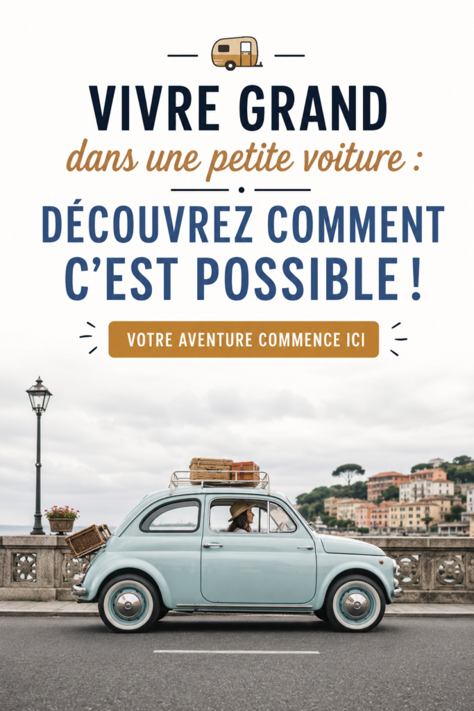 Une petite voiture bien organisée avec des solutions de rangement pratiques pour les voyages en famille.