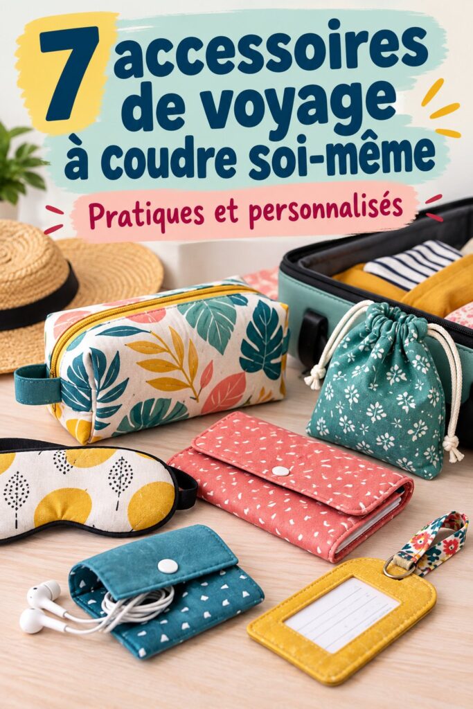 Accessoires de voyage DIY cousus à la main sur une table de couture