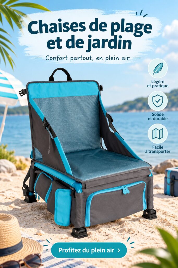 Chaises de plage alignées sur le sable, prêtes pour une journée ensoleillée.