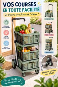 Chariot de courses pratique et polyvalent pour sorties familiales