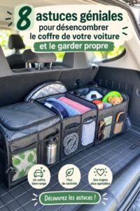 Coffre de voiture propre et organisé avec des accessoires de rangement