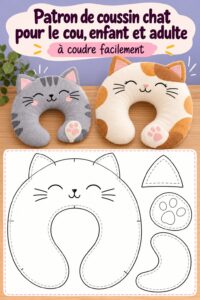 Coussin nuque en forme de chat, idéal pour le confort des enfants