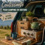 Aménagement pratique d'une cuisine dans une voiture pour le camping.