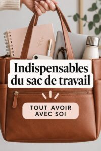 Un élégant sac de travail en cuir rempli d'éléments essentiels pour femmes