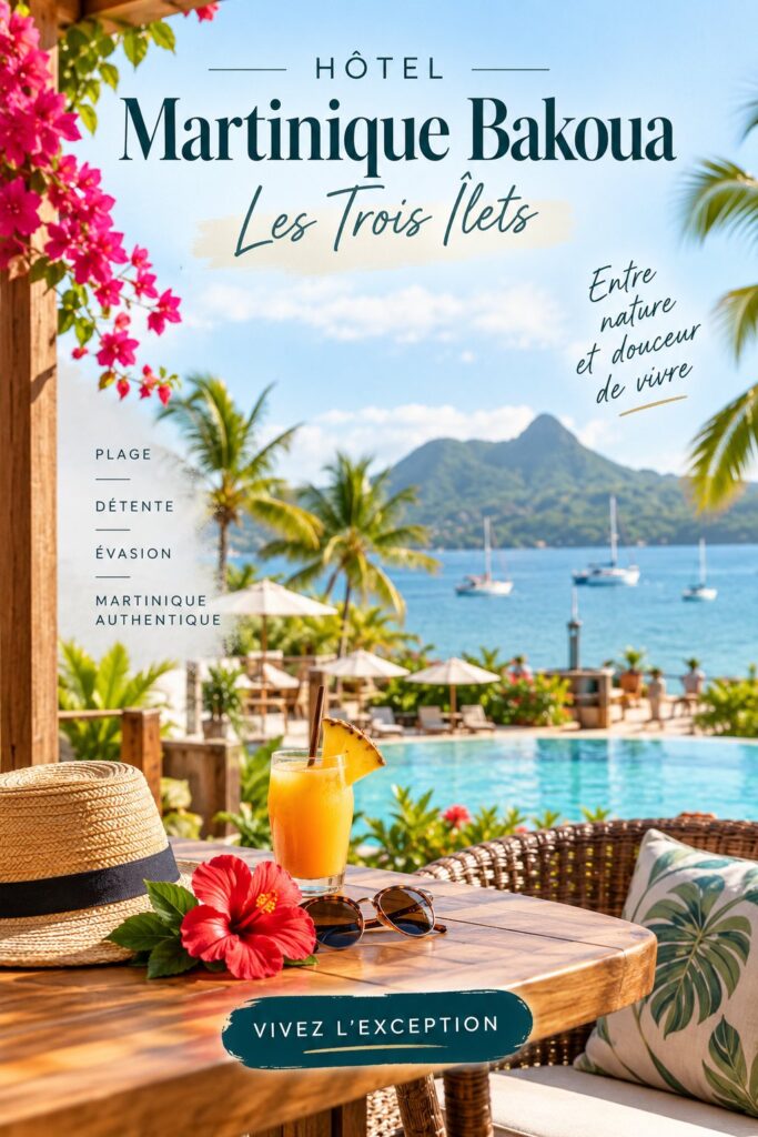 Vue de l'Hôtel Martinique Bakoua au bord de la mer, un lieu parfait pour les familles