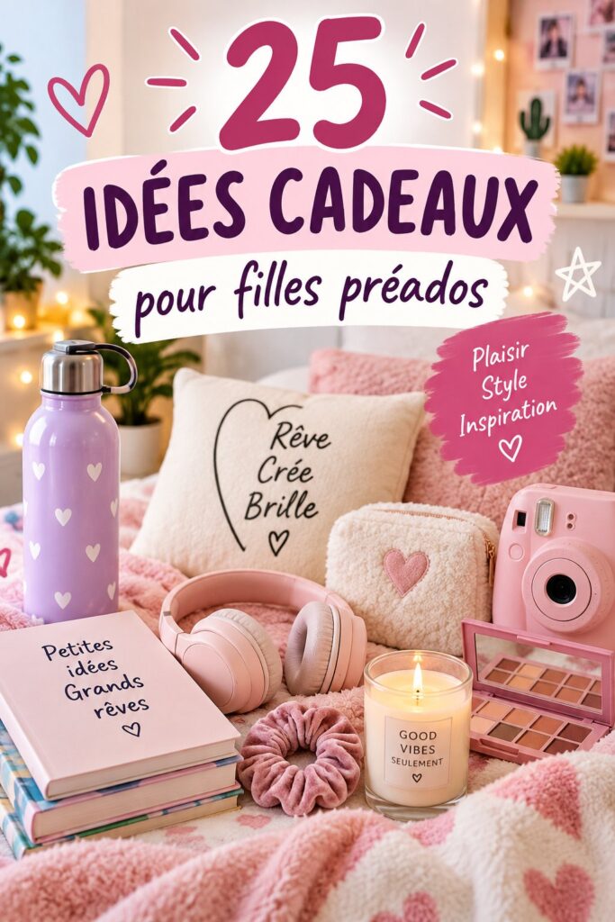 Une sélection de cadeaux colorés pour préadolescentes sur une table