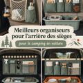 Organisateur de siège arrière dans une voiture prête pour le camping, maximisant l'espace de rangement.