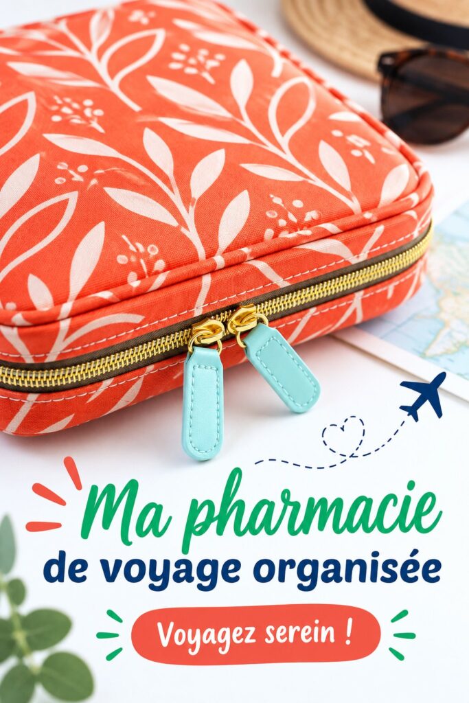 Trousse de pharmacie de voyage organisée avec divers médicaments et accessoires de santé