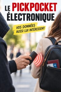 Femme avec un sac à dos dans une rue animée, veillant sur ses effets personnels
