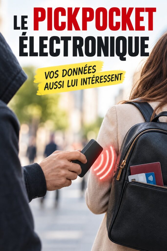 Femme avec un sac à dos dans une rue animée, veillant sur ses effets personnels