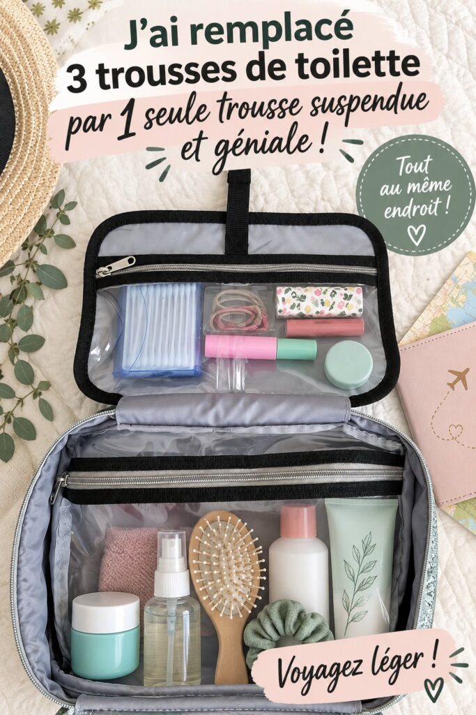 Sac suspendu en tissu avec divers compartiments pour le voyage