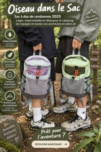Sac à dos léger et résistant à l'eau pour la randonnée en famille dans la nature.