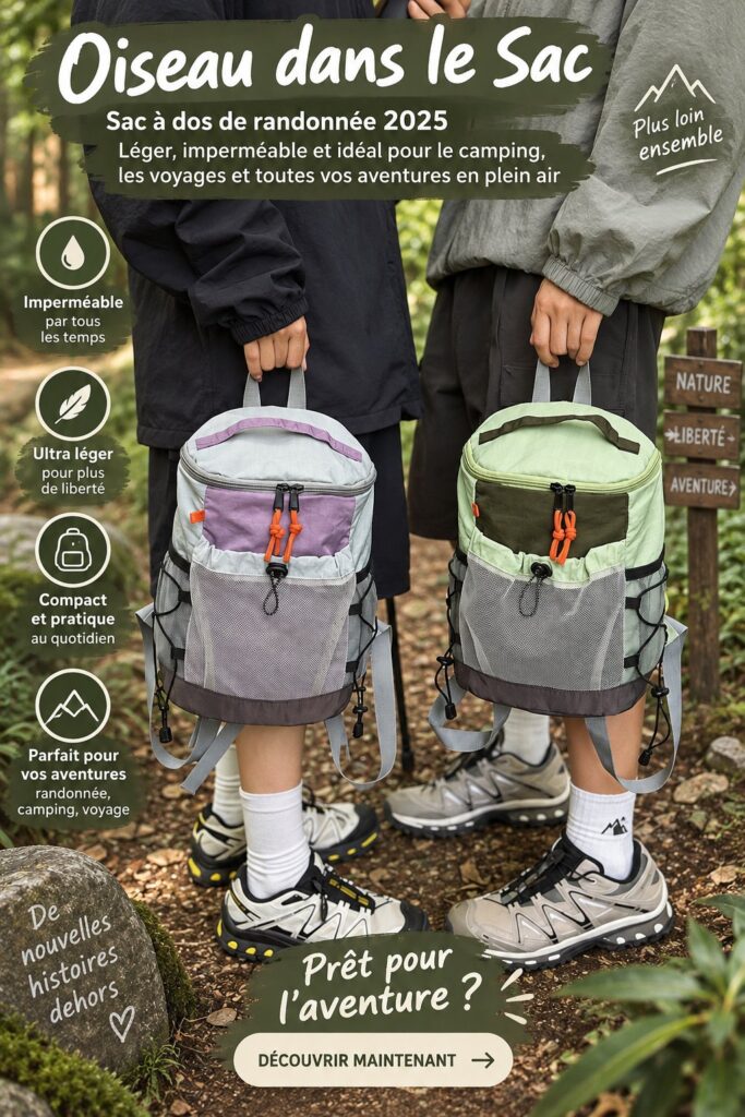 Sac à dos léger et résistant à l'eau pour la randonnée en famille dans la nature.