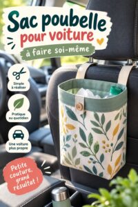 Sac à déchets fait maison accroché à un dossier de siège auto