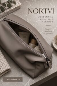 sac de toilette NORTVI en argile, avec un design élégant et pratique