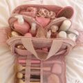 Sac de toilette esthétique et pratique sur un fond de voyage