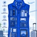 Trench-coat stylé avec poches, prêt pour un voyage en famille.