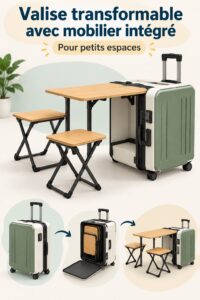 Valise multifonction avec système de meubles pour voyages en famille