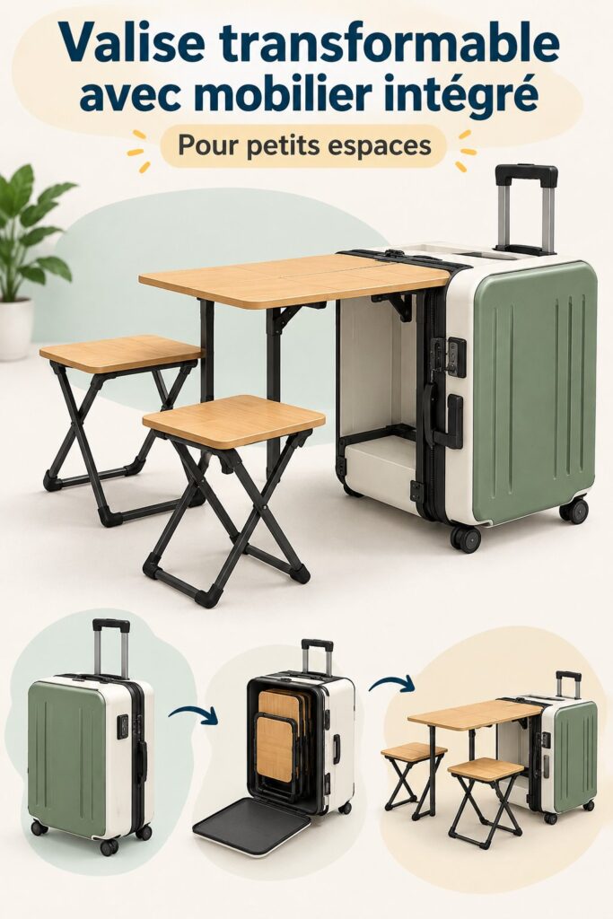 Valise multifonction avec système de meubles pour voyages en famille