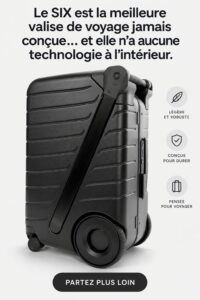 Valise SIX prête pour un voyage en famille, avec des couleurs modernes
