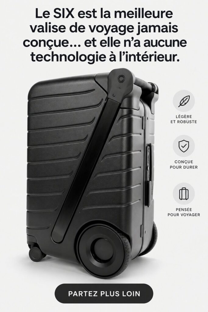 Valise SIX prête pour un voyage en famille, avec des couleurs modernes