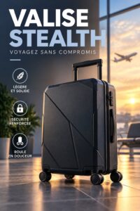 Une valise en matériau moderne, parfaite pour un voyage pratique et élégant.