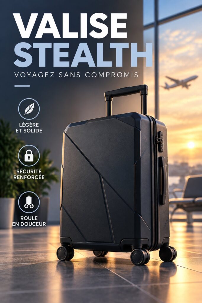 Une valise en matériau moderne, parfaite pour un voyage pratique et élégant.