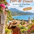 Vue panoramique du village près de Fort-de-France, avec des paysages verdoyants.