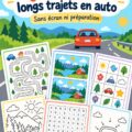 Enfants s'amusant avec des activités imprimables dans une voiture pendant un voyage
