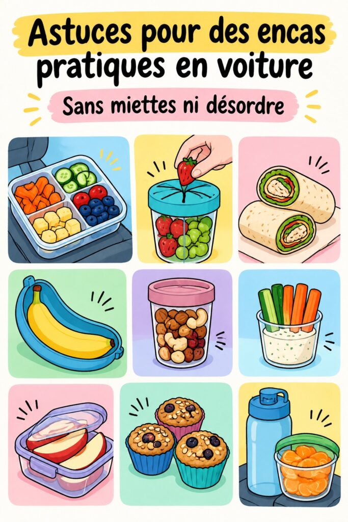 Des encas pratiques pour une voiture familiale bien organisée.
