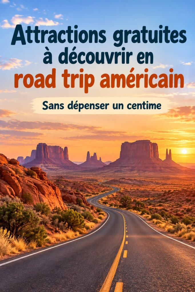 Un paysage américain avec des attractions gratuites à découvrir lors d'un road trip.