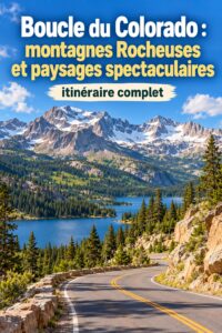 Vue panoramique des montagnes Rocheuses au Colorado, idéale pour un road trip en famille.