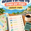 Vue d'un road trip sur une route panoramique avec une famille en voiture.