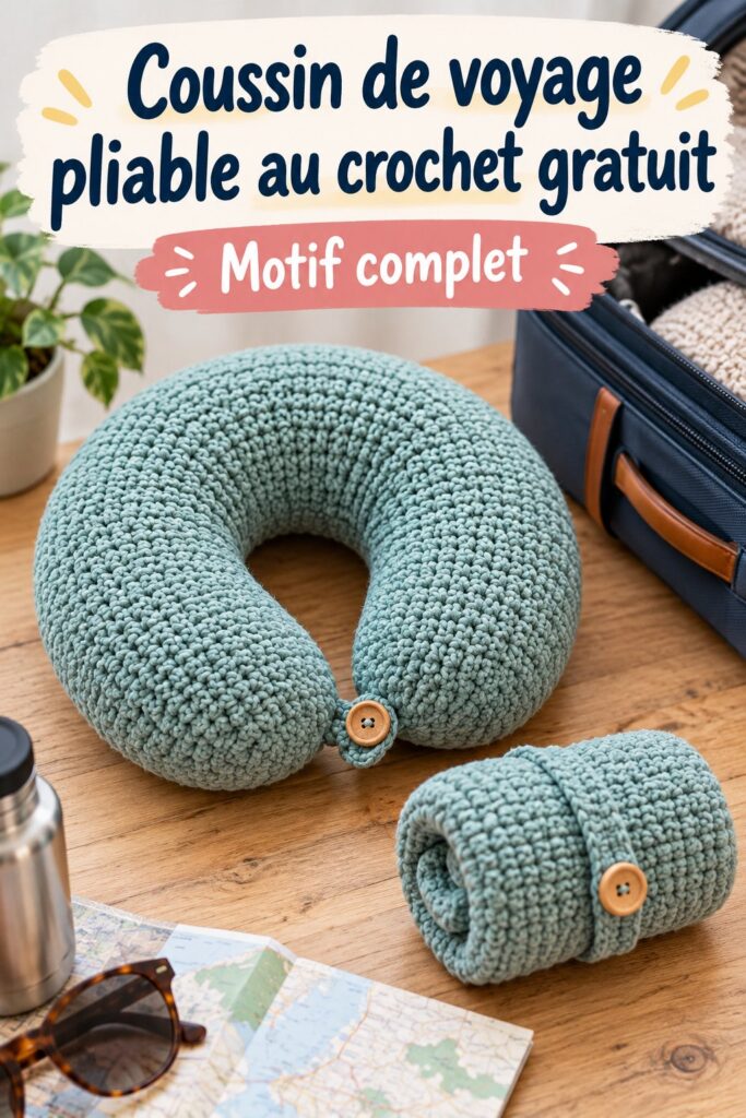 Coussin de voyage crocheté, compact et pratique pour les voyages