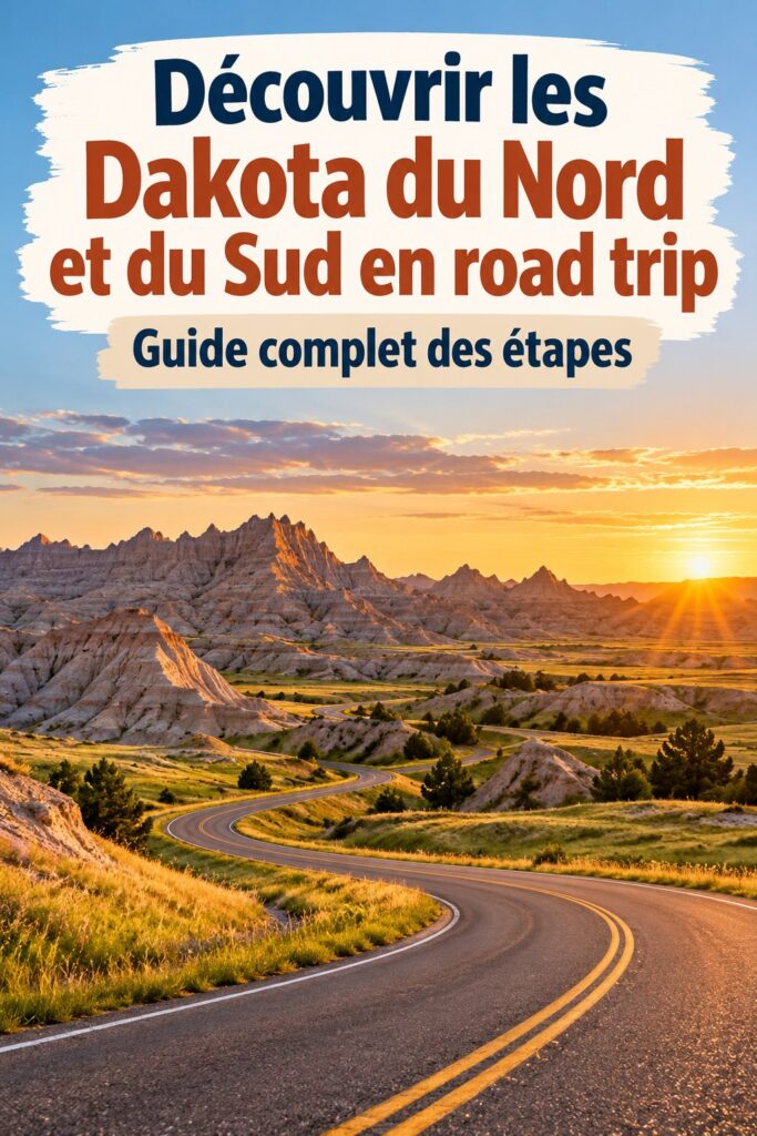 Panorama des paysages des Dakota du Nord et du Sud lors d'un road trip en famille.