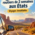 Une famille heureuse sur la route pendant un road trip aux États-Unis, découvrant de nouveaux paysages.