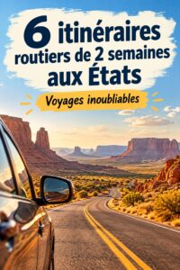 Une famille heureuse sur la route pendant un road trip aux États-Unis, découvrant de nouveaux paysages.